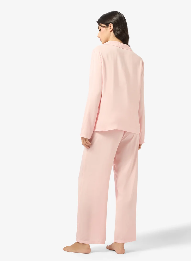 Ginger Bow Detail Shirt & Pyjama Set